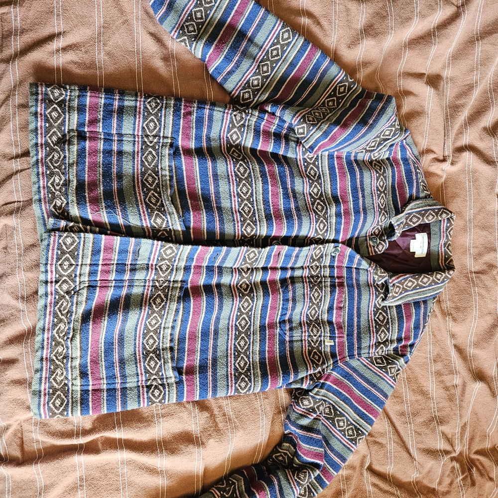 Obey Blue and Purple Patterned Shirt Jacket